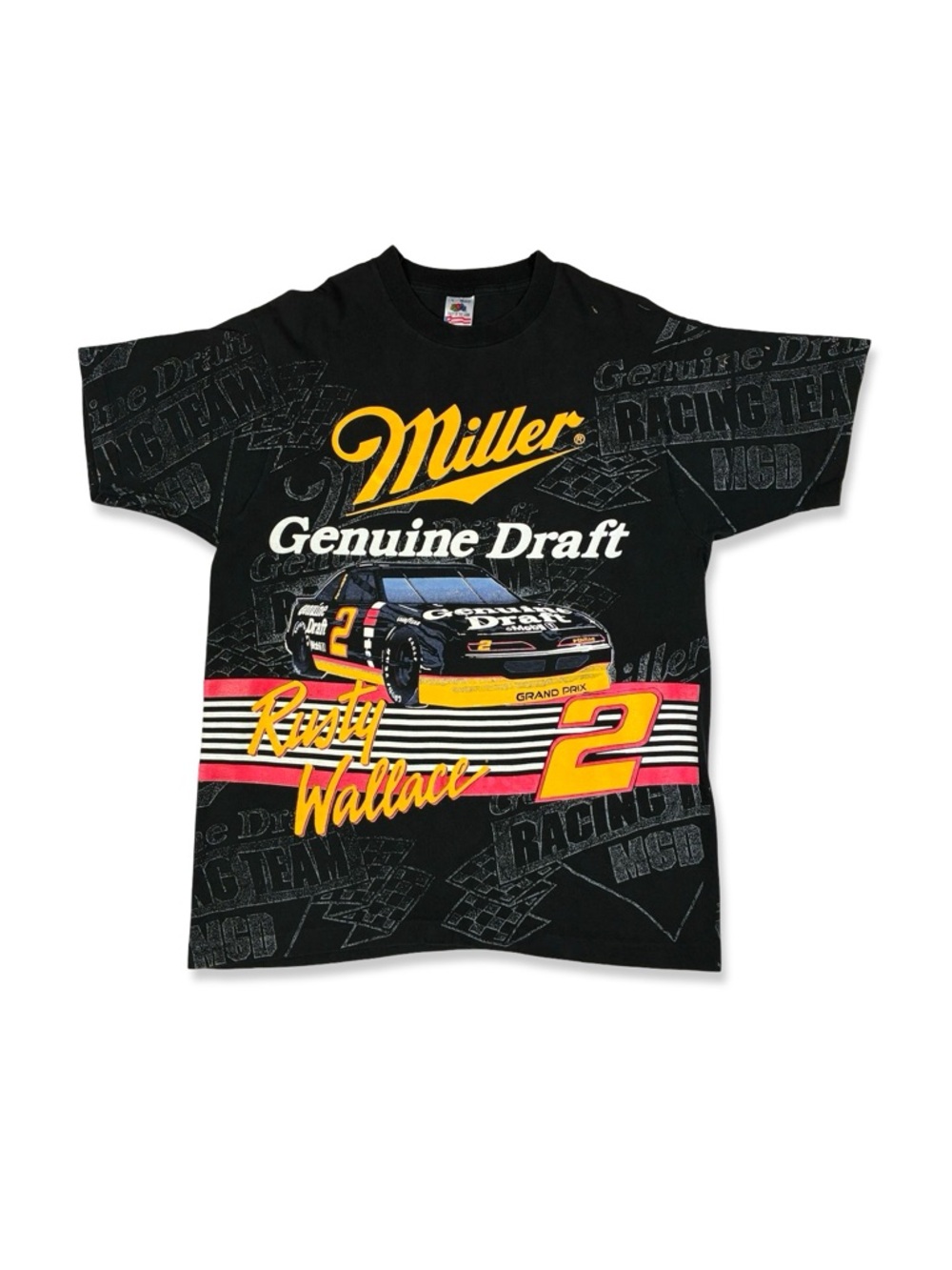 Vintage NASCAR Rusty Wallace Miller Genuine Draft All Over Print T-Shirt